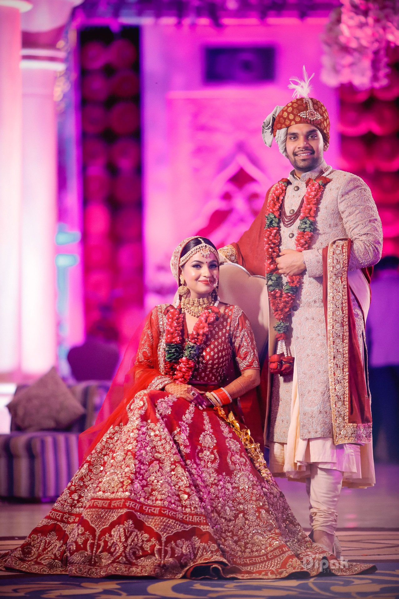 Woman Wearing Red and Gold Saree Wedding Dress · Free Stock Photo